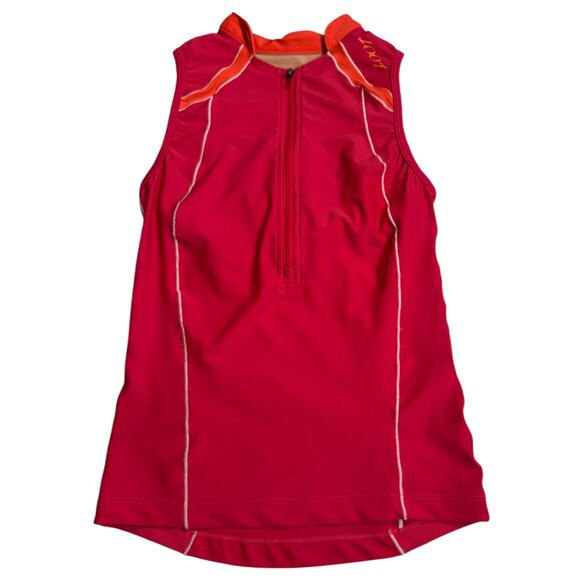 ZOOT 1/2 Zip Cycling Tank Top Built-in-Bra Womens XS Pink Barbiecore Activewear - Picture 3 of 5